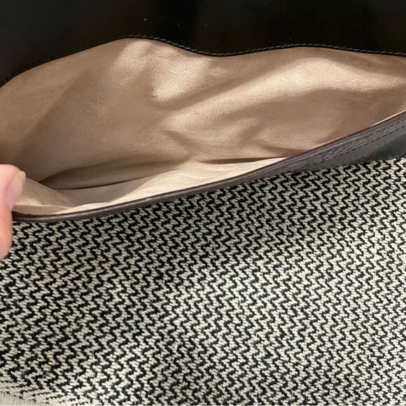 Brahmin Vintage Black Leather/Brown Croc Trim Shoulder/Crossbody Bag - Picture 6 of 11